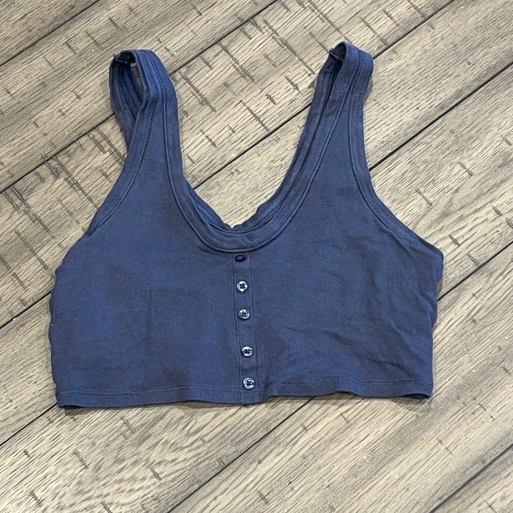 American Eagle Aerie Blue Crop Top/Longline Bralette w/ built-in shelf bra XS